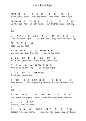 Late Goodbye Piano letter notes by Poets of the Fall - Arr.Pritience