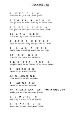 Business Dog Notes de lettres de piano par The Voidz - Arr.Invy