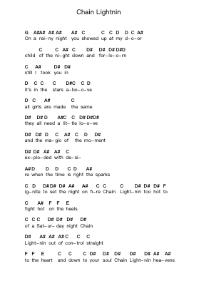 Chain Lightnin Piano letter notes by 38 Special - Arr.Auwolf