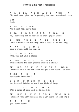 I Write Sins Not Tragedies Piano letter notes by Panic! At the Disco - Arr.Xefunk Huttrick