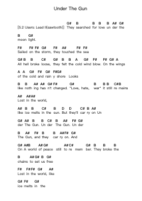 Under The Gun Catatan huruf piano oleh Axel Rudi Pell - Arr.Beroll