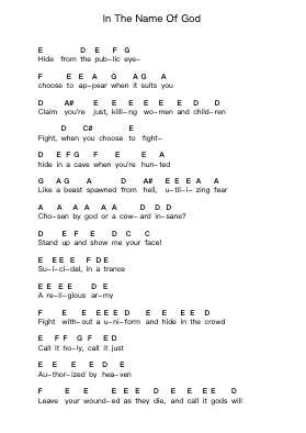 In The Name Of God Piano letter notes by Sabaton - Arr.Alkerr Wolfclife