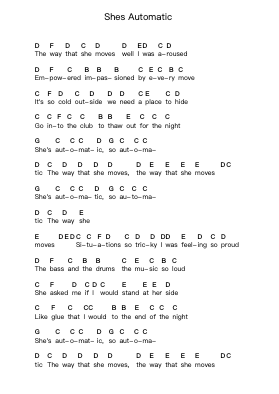 Shes Automatic Catatan huruf piano oleh Rancid - Arr.Tybey