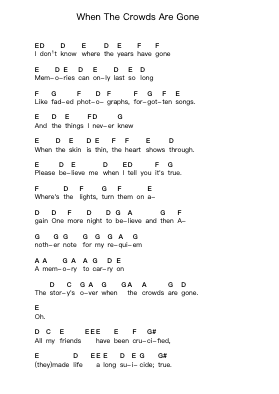 When The Crowds Are Gone Piano letter notes by Savatage - Arr.Hooters Xenie