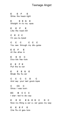 Teenage Angst ピアノの音符 by Placebo - Arr.Muthia Upsay
