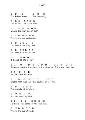Ruin Piano letter notes by Lamb of God - Arr.Jonessibyl Midsopp
