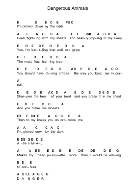 Dangerous Animals 피아노 악보 Arctic Monkeys - 편곡 Faitheva Carite