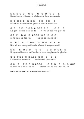 Felona Piano letter notes by Le Orme - Arr.Swinale Reedria