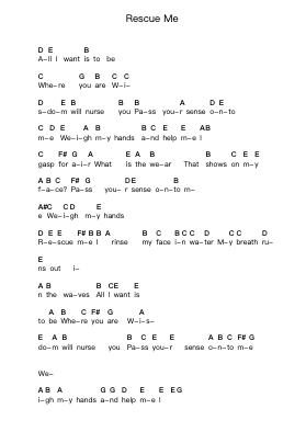 Rescue Me Piano letter notes by The Gathering - Arr.Rareade Zoelotte