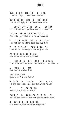Hero โน้ตตัวอักษรเปียโนโดย Chad Kroeger - Arr.Tesssaul