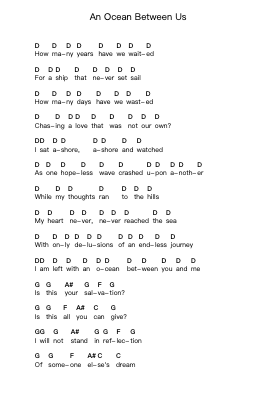 An Ocean Between Us Piano letter notes by As I Lay Dying - Arr.Paygill Noaho'neil