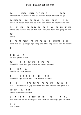 Punk House Of Horror Piano letter notes by Teenage Bottlerocket - Arr.Joanreade Annlus