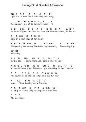 Lazing On A Sunday Afternoon 鋼琴字母譜由 Queen - 編曲 Jeamesjosh