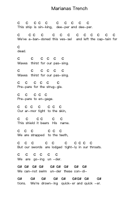 Marianas Trench Klavierbuchstaben-Noten von August Burns Red - Arr.Cisraine