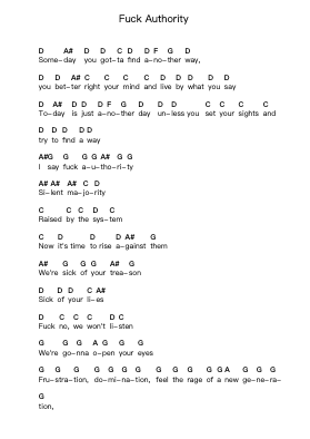Fuck Authority Piano letter notes by Pennywise - Arr.Asmie Panvien