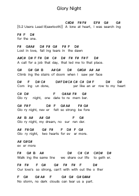 Glory Night Piano letter notes by Axel Rudi Pell - Arr.Sawhy