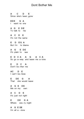 Dont Bother Me Piano letter notes by The Beatles - Arr.Uvey