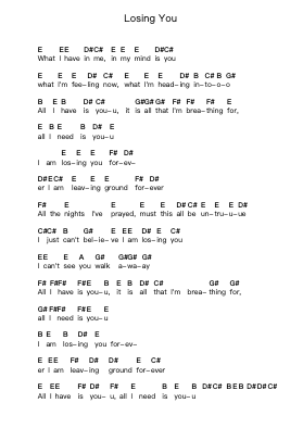 Losing You पियानो पत्र नोट्स द्वारा Dead by April - Arr.Gibger Burnsleif