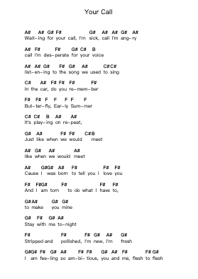 Your Call Piano letter notes by Secondhand Serenade - Arr.Lilrald