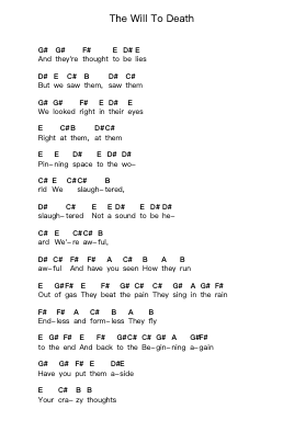 The Will To Death Piano letter notes by John Frusciante - Arr.Bartrhys Shelcie
