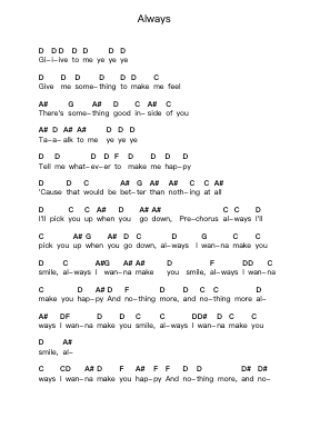 Always Piano letter notes by Suburbia - Arr.Sainsthea Flind