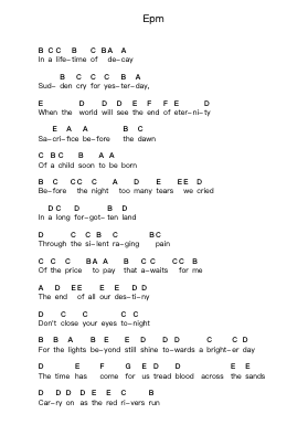 Epm पियानो पत्र नोट्स द्वारा DragonForce - Arr.Werfith