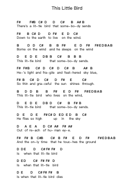 This Little Bird Piano letter notes by Marianne Faithfull - Arr.Dalclark Wenholt