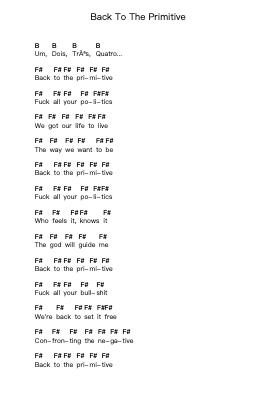 Back To The Primitive Piano letter notes by Soulfly - Arr.Tayhal Lynchyale