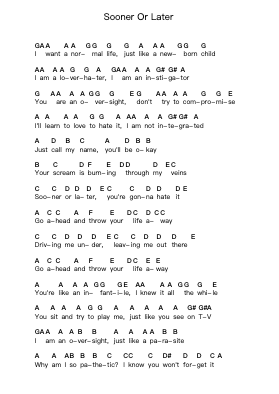 Sooner Or Later Piano letter notes by Breaking Benjamin - Arr.Ivessid