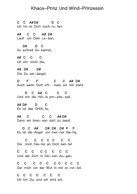 Khaos-Prinz Und Wind-Prinzessin 钢琴字母谱由 Samsas Traum - 编曲 Zarol Hayleste