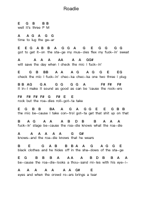 Roadie Piano letter notes by Tenacious D - Arr.Joshjean