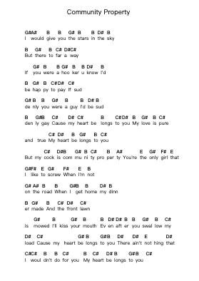 Community Property 鋼琴字母譜由 Steel Panther - 編曲 Swinria