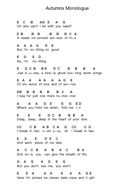 Autumns Monologue 钢琴字母谱由 From Autumn to Ashes - 编曲 Minmeg Bobfax