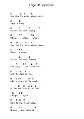 Edge Of Seventeen Piano letter notes by Stevie Nicks - Arr.Ruthmie