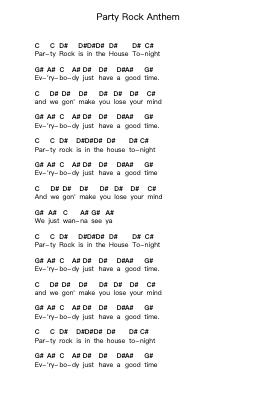 Party Rock Anthem Piano letter notes by LMFAO - Arr.Leifres