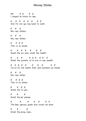 Money Stinks Piano letter notes by D.R.I. - Arr.Gwenter Stedi