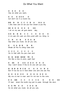 Do What You Want Piano letter notes by Bad Religion - Arr.Payrusk