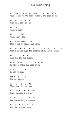 No Such Thing पियानो पत्र नोट्स द्वारा John Mayer - Arr.Hazlius