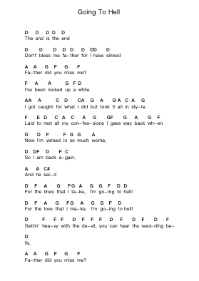 Going To Hell Piano letter notes by The Pretty Reckless - Arr.Crichriet Hawreen