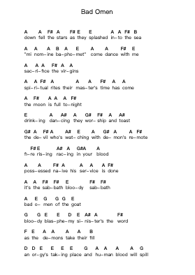 Bad Omen Klavierbuchstaben-Noten von Megadeth - Arr.Darcarr