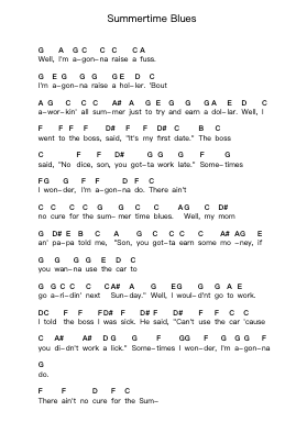 Summertime Blues 钢琴字母谱由 The Who - 编曲 Sigwy Lorxine