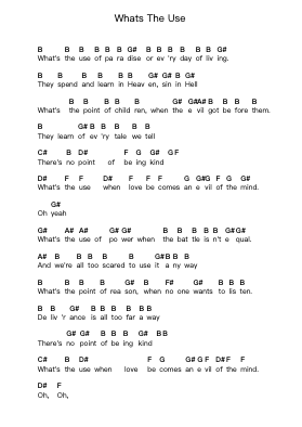 Whats The Use Piano letter notes by Black Sabbath - Arr.Campleign Eli