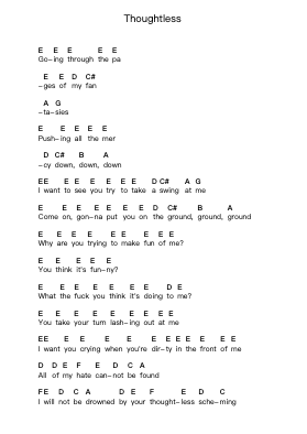 Thoughtless Piano letter notes by Korn - Arr.Stechill Argale