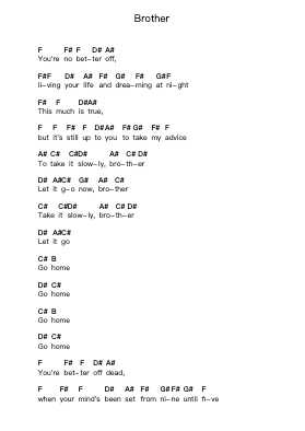 Brother Notas de piano em letras de Mac DeMarco - Arr.Wilbeth