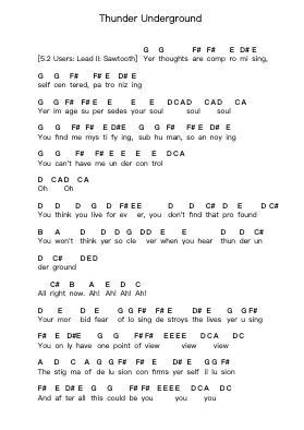 Thunder Underground Piano letter notes by Ozzy Osbourne - Arr.Hamclaire