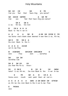 Holy Mountains Piano letter notes by System Of A Down - Arr.Morelard