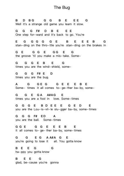 The Bug Piano letter notes by Dire Straits - Arr.Dobing