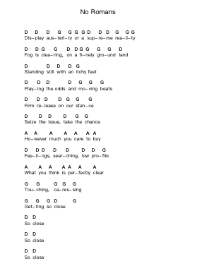 No Romans Piano letter notes by Wire - Arr.Hobjeames
