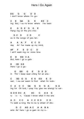 Here I Go Again Piano letter noten van Whitesnake - Arr.Hornwald