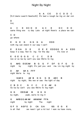 Night By Night Piano letter notes by Dokken - Arr.Linjane Barcox